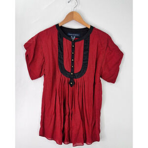 Lovely Ladies French Connection Viscose Blend Boho Festival Blouse Red Size 4